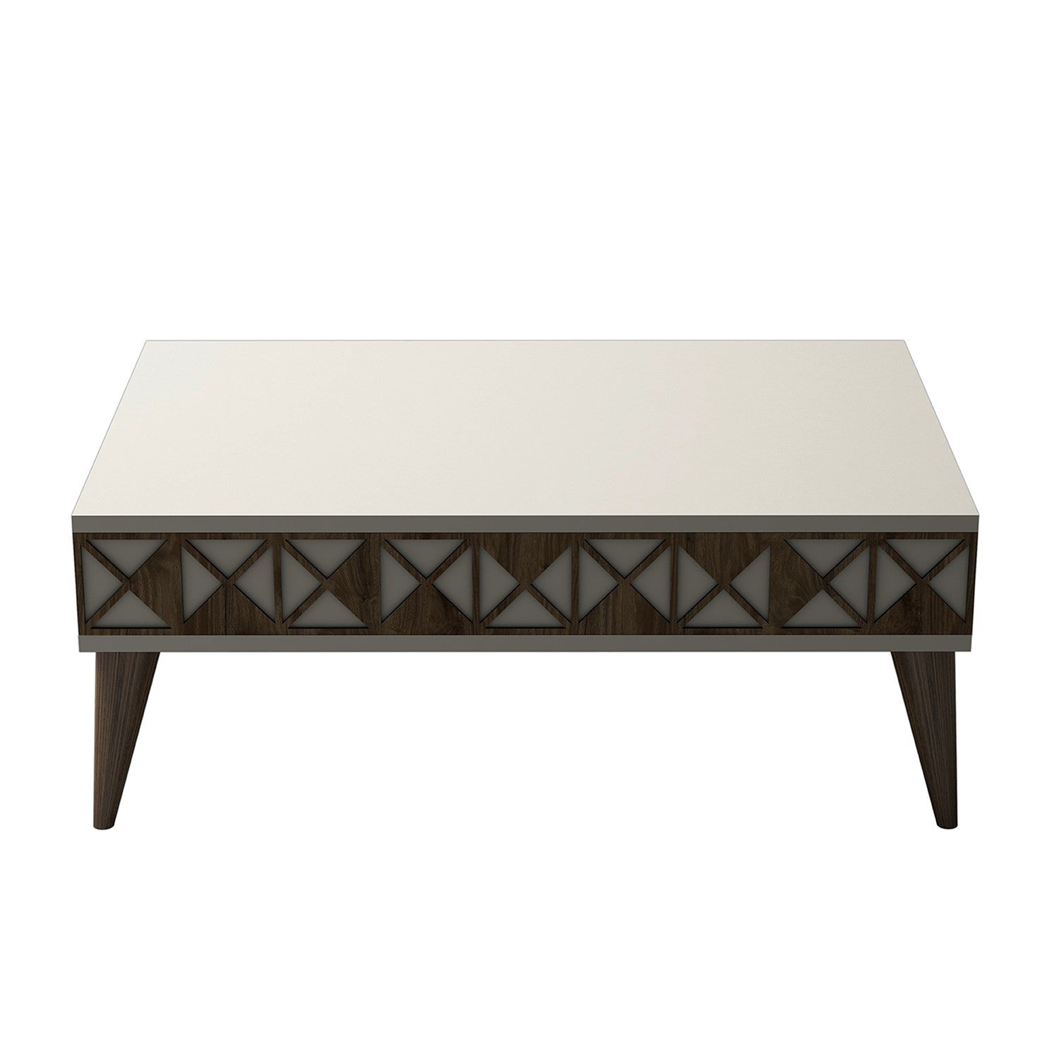 Mesa de Centro Moderna – 90 x 60 x 34,6 cm – Cor Creme – Painel de Partículas Revestido a Melamina