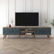 Suporte de TV moderno com prateleiras, nogueira e calcedônia, 180 x 44 x 35 cm | 100% revestido em melamina, 18 mm de espessura, montável na parede, design elegante