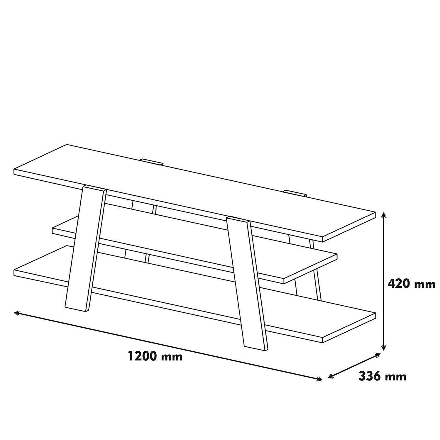 Suporte de TV moderno com opção de montagem na parede, nogueira e branco, 120 cm x 42 cm x 33,6 cm | 100% revestido em melamina, 18 mm de espessura, várias prateleiras para armazenamento com estilo