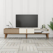 Suporte de TV elegante, nogueira e creme, 180 x 40 x 35 cm | Painel de partículas 100% revestido de melamina, 18 mm de espessura | Montável na parede, pernas de plástico, capacidade de 30 kg