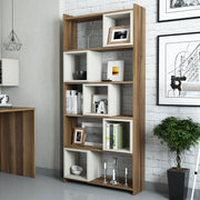 Estante de livros – 80 x 170 x 22 cm – Nogueira e Creme – Painéis de partículas revestidos a melamina