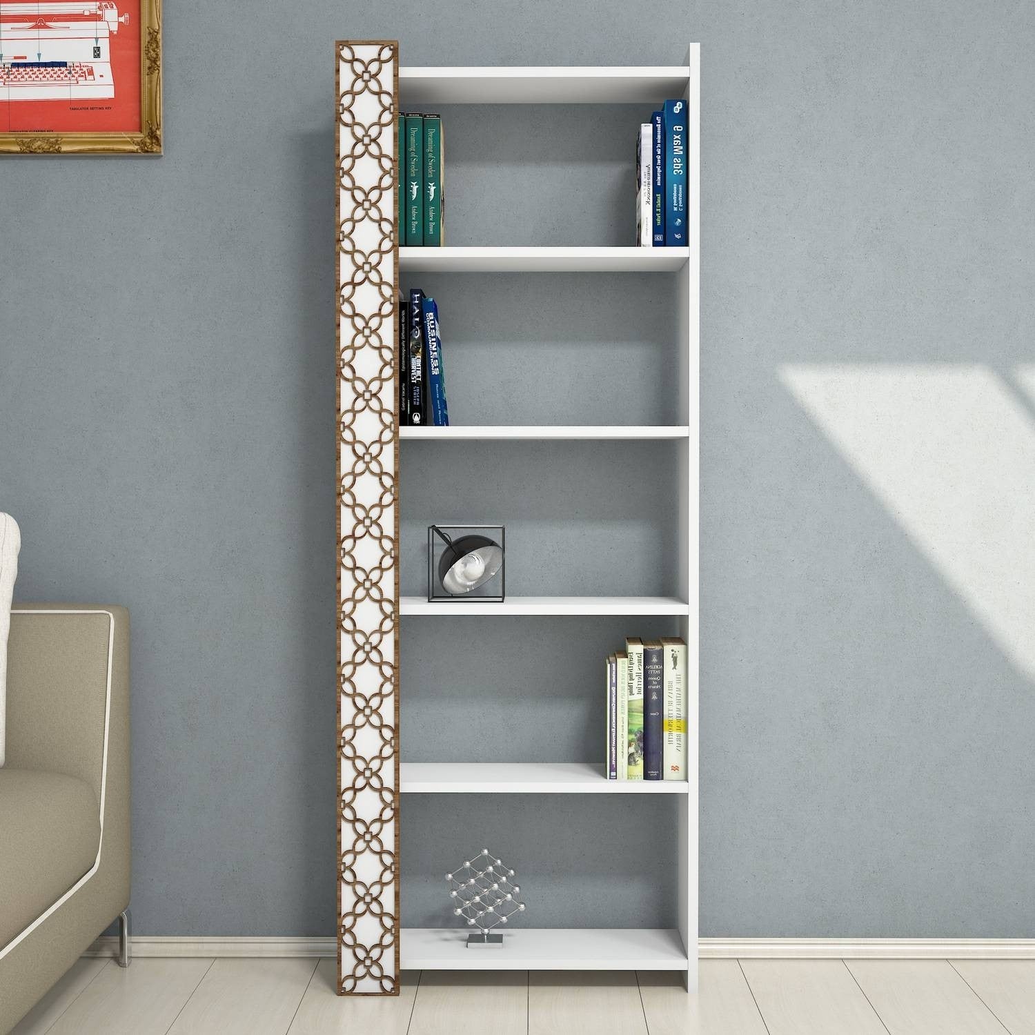 Estante moderna – 64,6 cm x 170 cm x 24,2 cm – Branca – Painel de partículas revestido a melamina