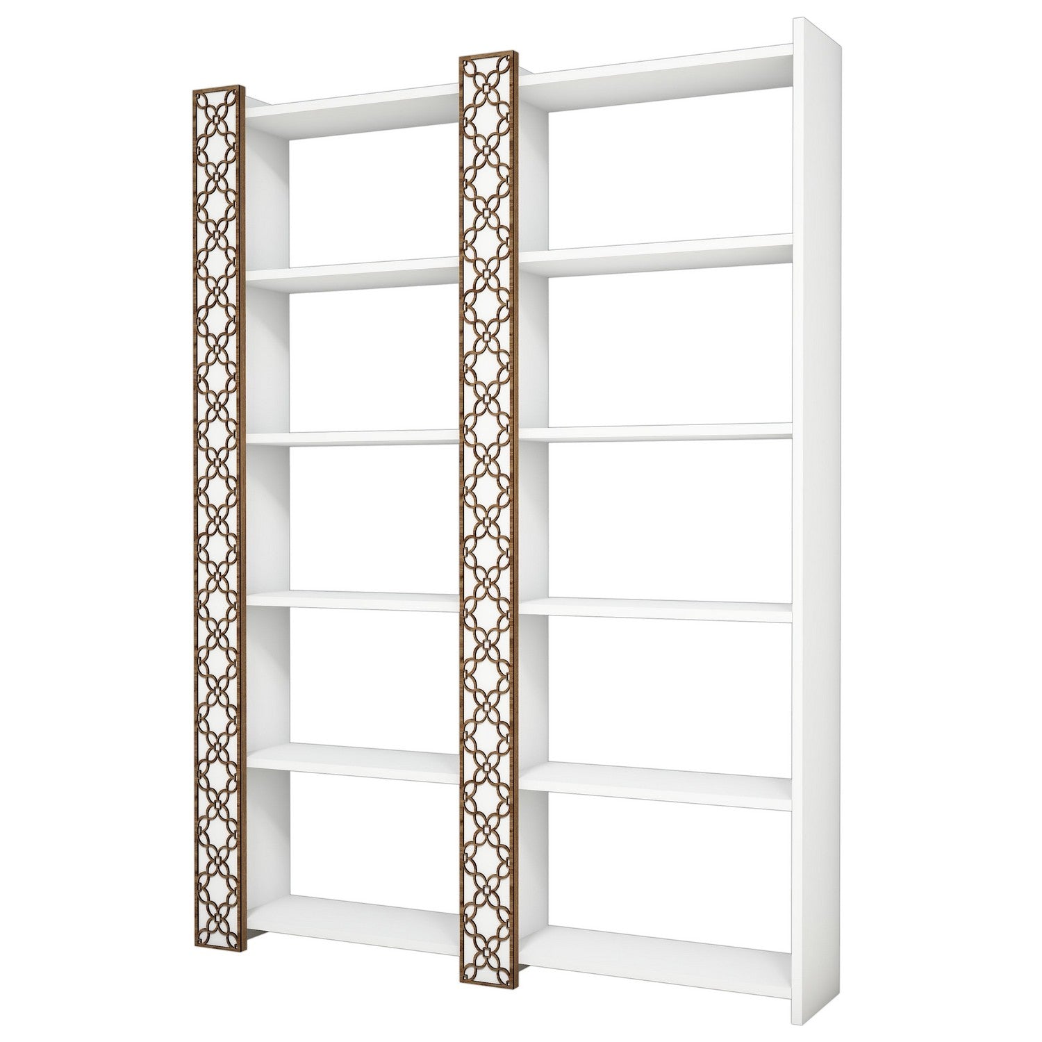 Estante moderna – 124,6 cm x 170 cm x 24,2 cm – Branca – Painel de partículas revestido de melamina