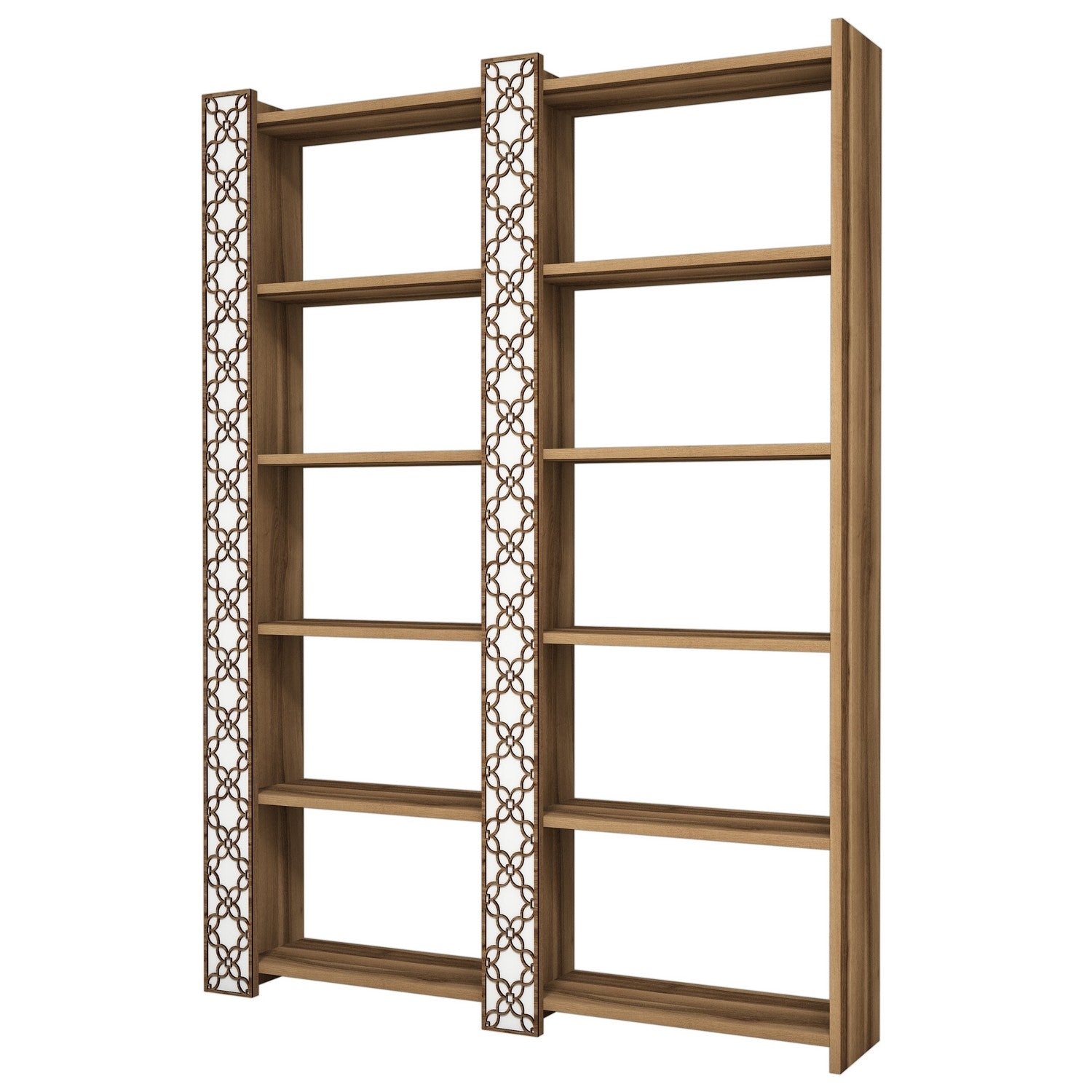 Estante moderna – 124,6 x 170 x 24,2 cm – Noz e Branco – aglomerado revestido de melamina