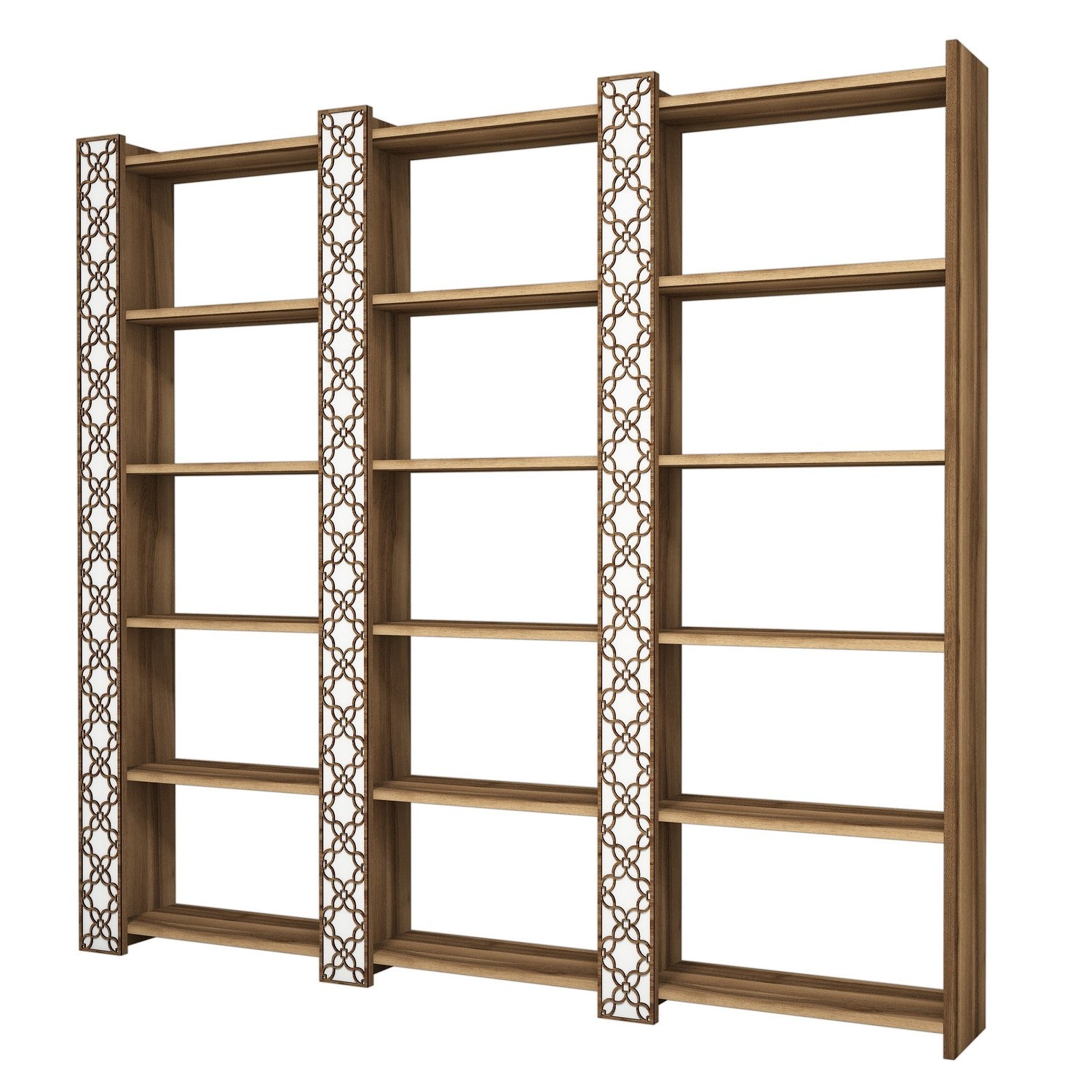 Estante moderna – 184,6 x 170 x 24,2 cm – Nogueira e branco – Melamina