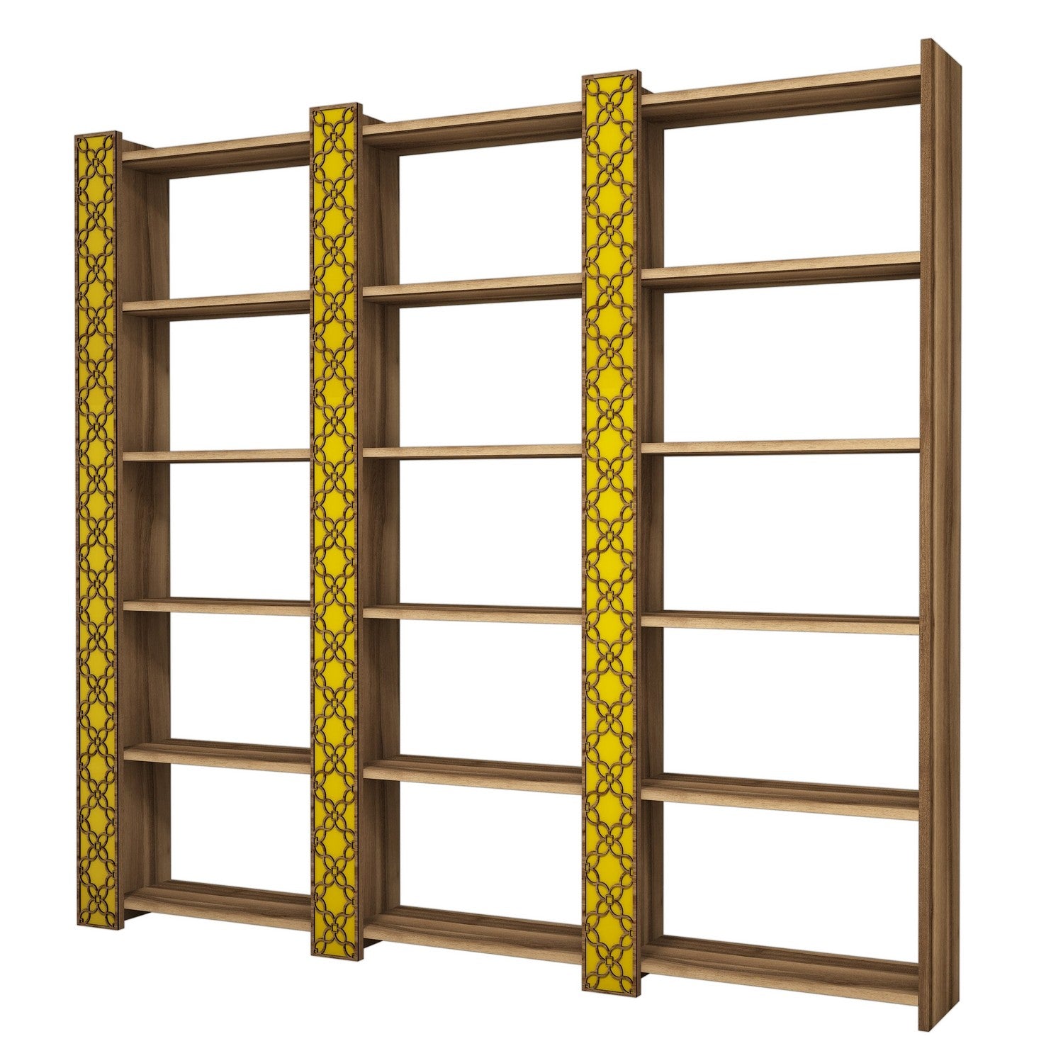Estante – 184,6 x 170 x 24,2 cm – Nogueira e Amarela – Melamina