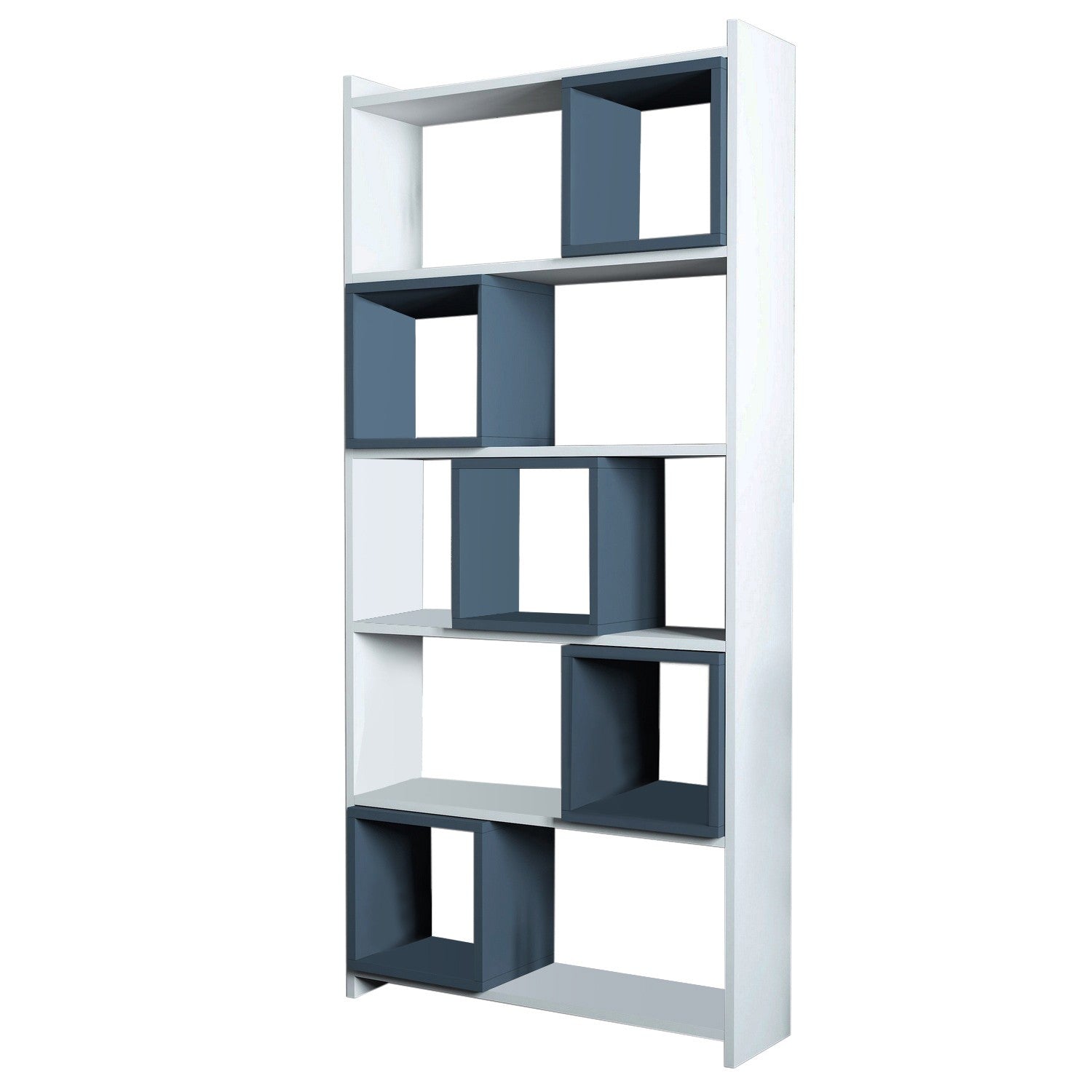 Estante moderna – 80 x 170 x 22 cm – Branco e Azul – Melamina