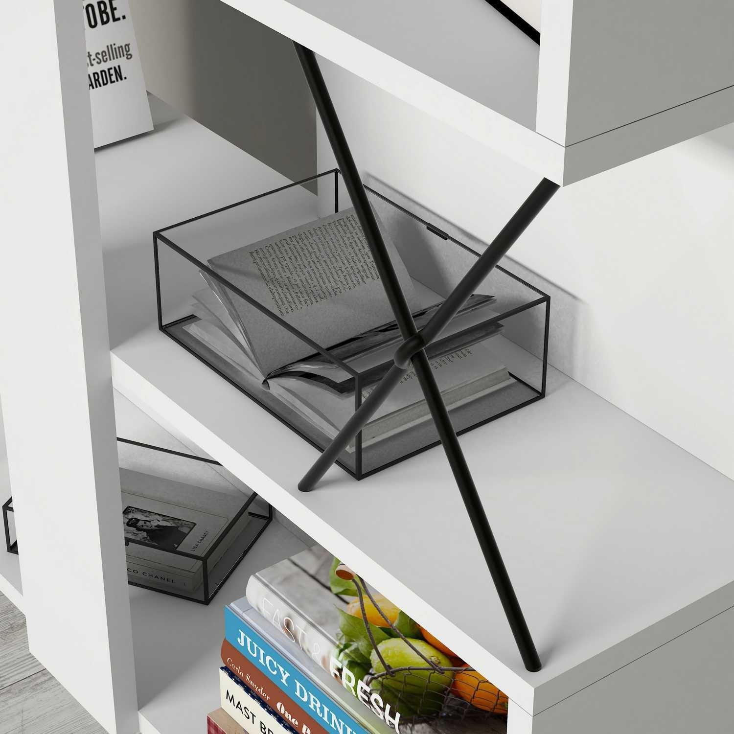 Estante moderna – 90 x 167,3 x 22 cm – Branco – Painel de partículas revestido a melamina