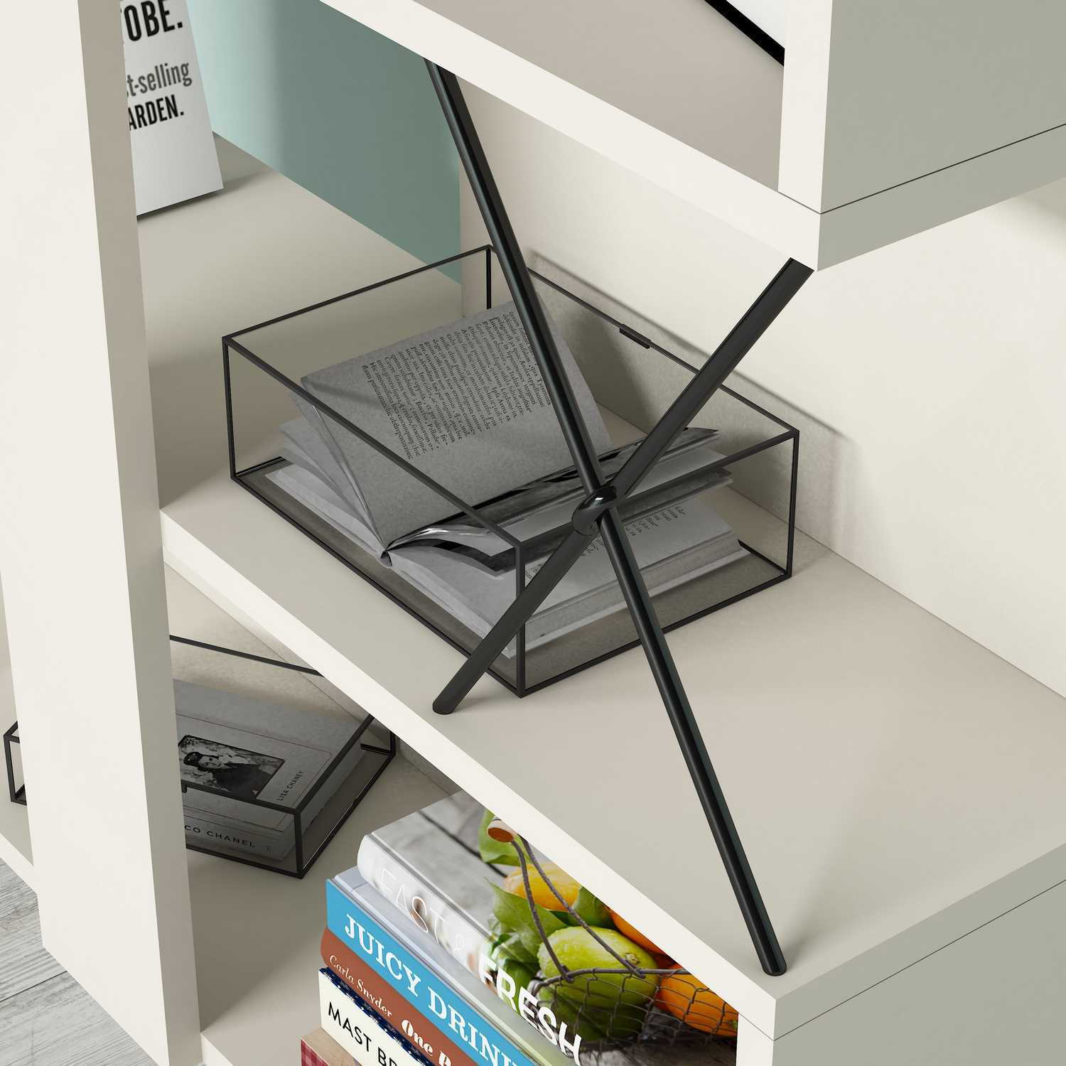 Estante moderna em melamina – 90 cm x 167,3 cm x 22 cm – creme