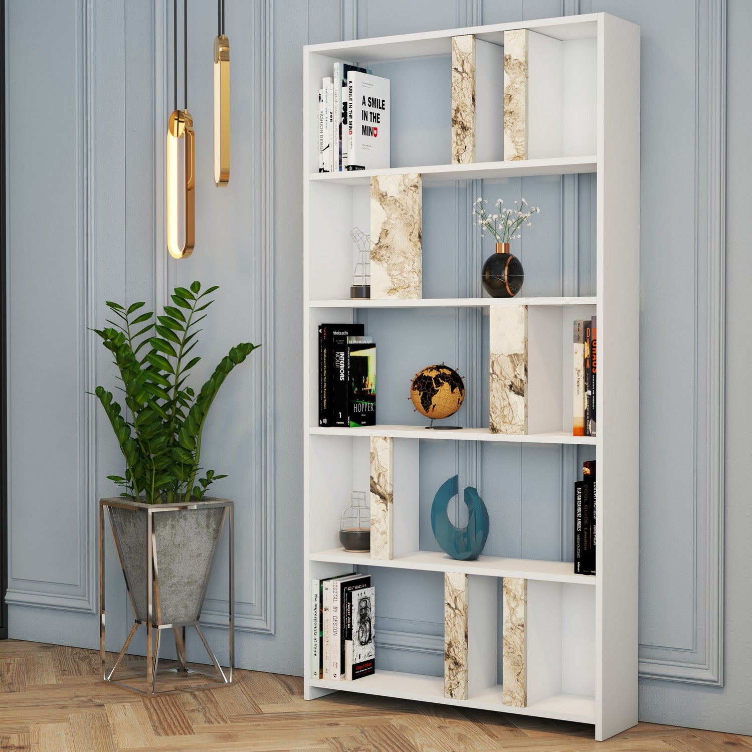 Estante moderna – 90 x 180 x 20 cm – Branca – Painel de partículas revestido a melamina