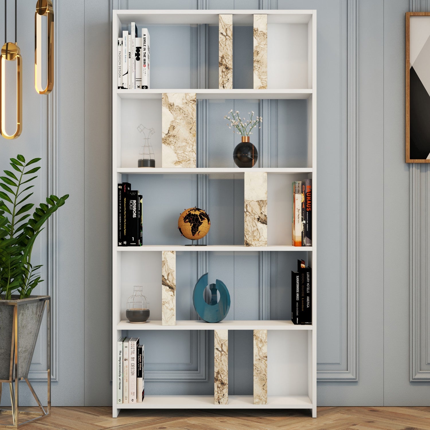 Estante moderna – 90 x 180 x 20 cm – Branca – Painel de partículas revestido a melamina