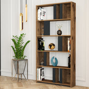 Estante moderna – 90 x 180 x 20 cm – Nogueira e Antracite – MDF revestido de melamina