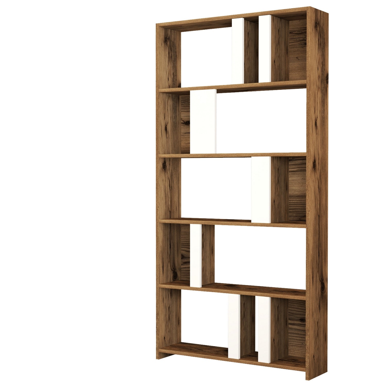 Estante moderna – 90 x 180 x 20 cm – Nogueira e Branca – MDF revestido de melamina