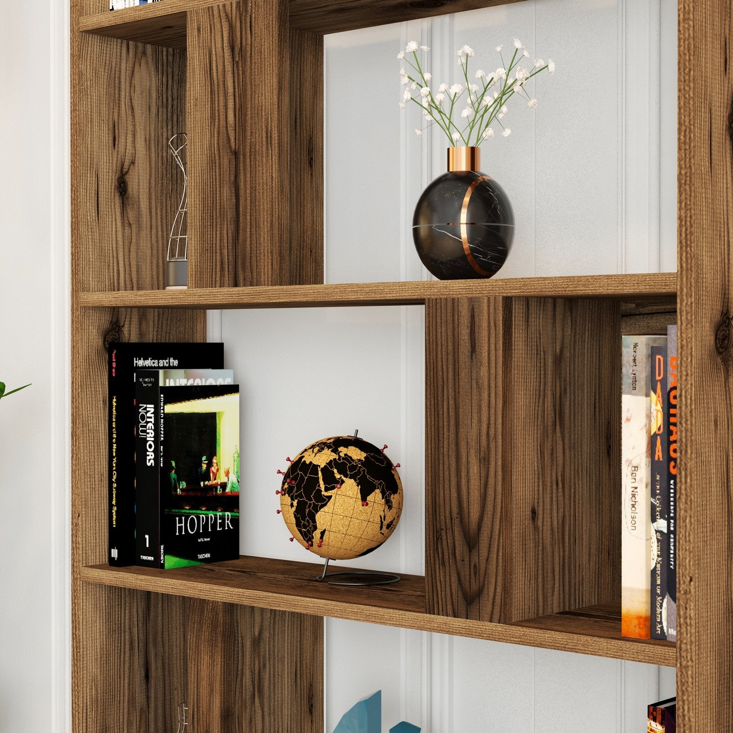 Estante moderna em nogueira – 90 x 180 x 20 cm – melamina