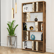Estante moderna – 90 x 180 x 20 cm – Nogueira e Branca – MDF revestido de melamina