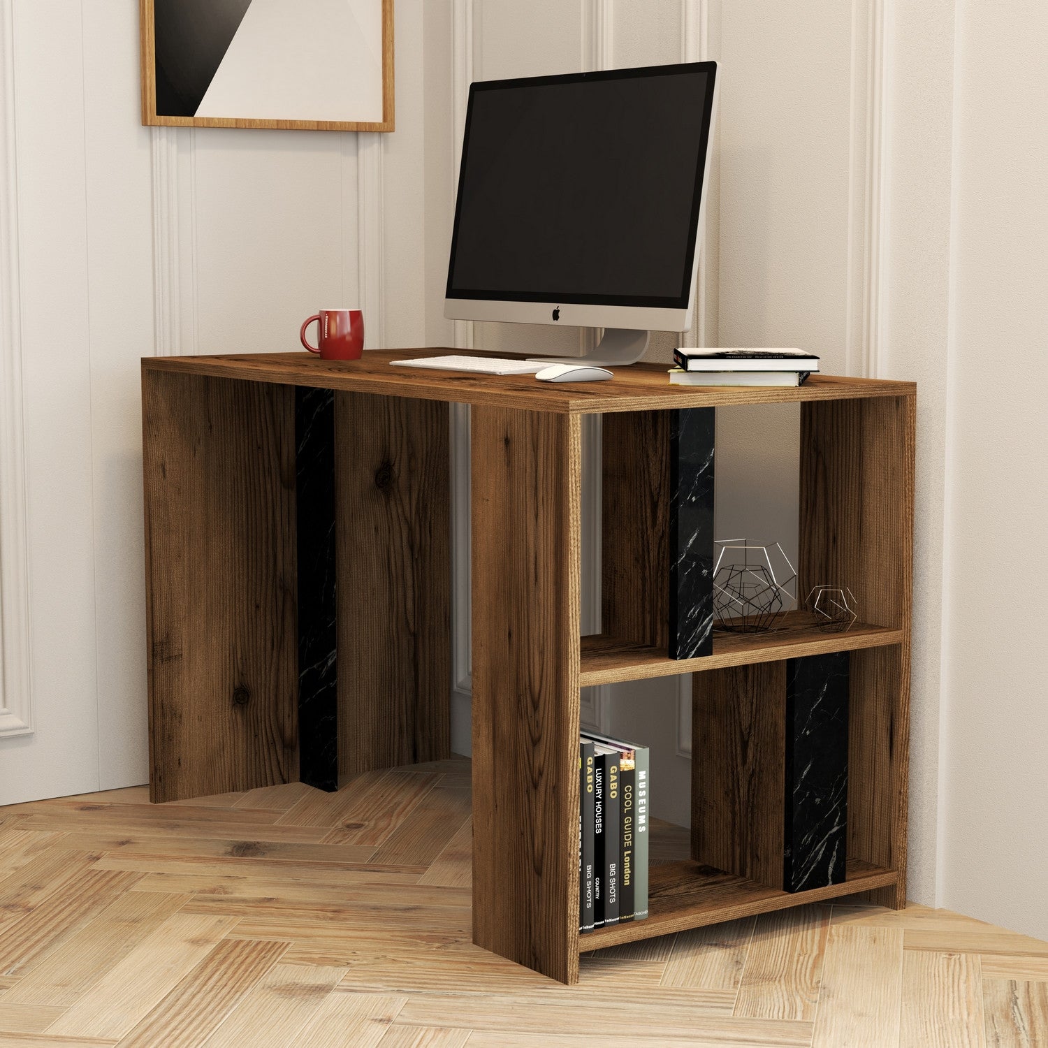 Secretária de Estudo/Escritório – 120 x 60 x 75,4 cm – Nogueira e Preto – Melamina