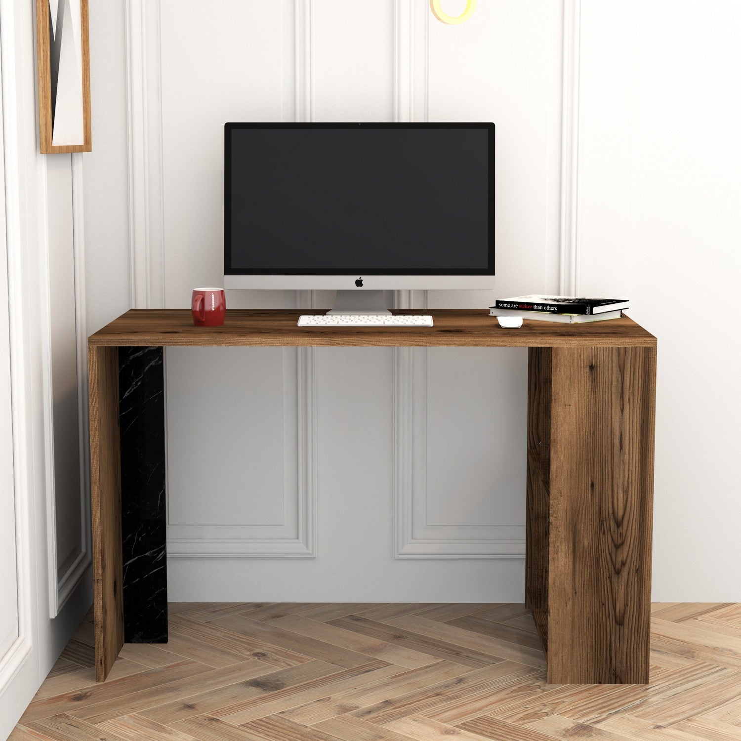 Secretária de Estudo/Escritório – 120 x 60 x 75,4 cm – Nogueira e Preto – Melamina