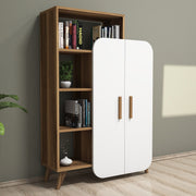 Estante moderna – 90 x 132 x 32 cm – nogueira e branco – painel de partículas revestido a melamina