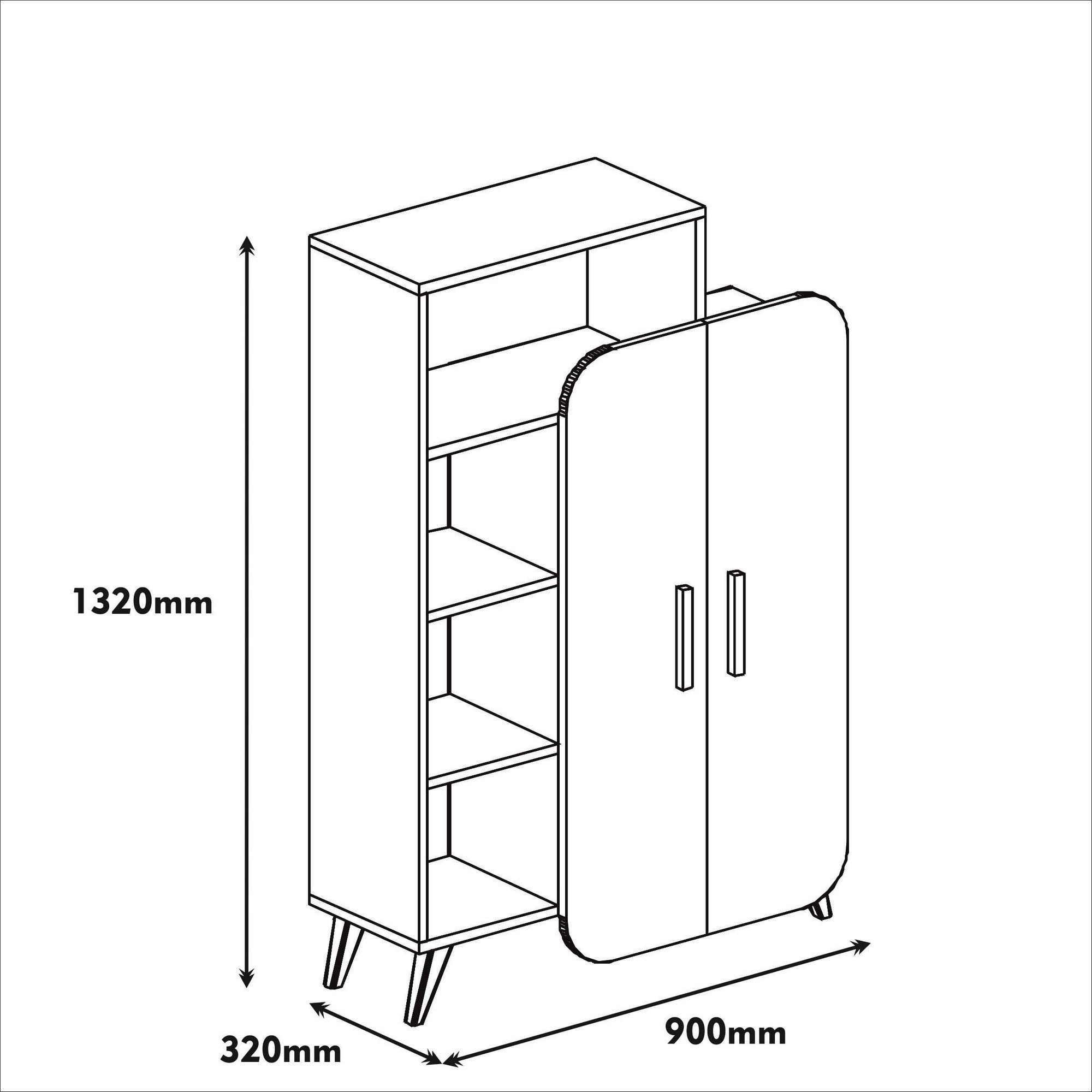 Estante moderna – 90 x 132 x 32 cm – nogueira e branco – painel de partículas revestido a melamina