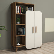 Estante moderna – 90 x 132 x 32 cm – Noz e Creme – madeira aglomerada