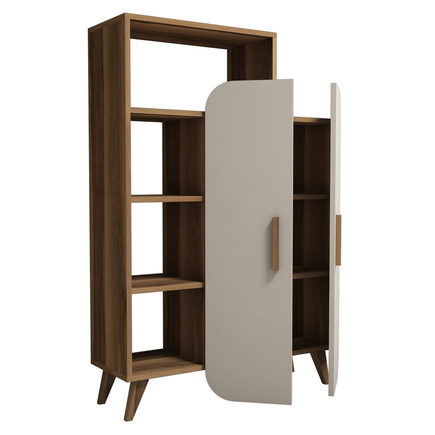 Estante moderna – 90 x 132 x 32 cm – Noz e Creme – madeira aglomerada