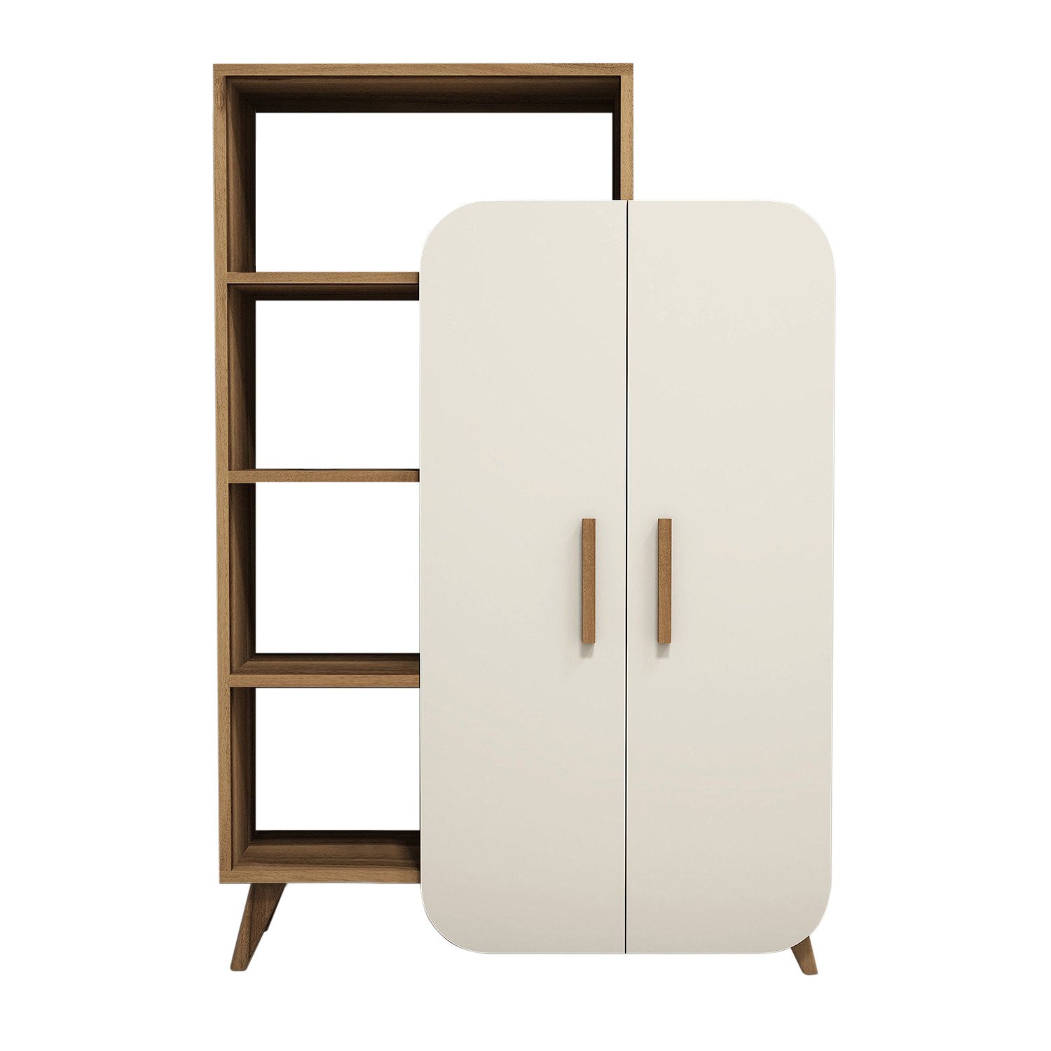 Estante moderna – 90 x 132 x 32 cm – Noz e Creme – madeira aglomerada