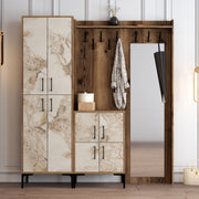 Suporte para salão industrial com pernas e cabide de metal, nogueira e branco, 180 x 200 x 35 cm | 100% revestido em melamina, 18 mm de espessura | Solução de armazenamento elegante e funcional