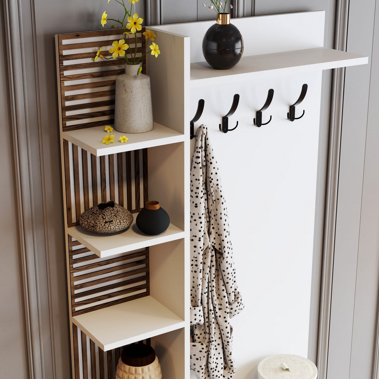 Conjunto para hall de entrada – 90 x 200 x 35 cm – Branco – Melamina