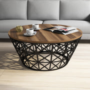 Mesa de Centro Moderna – 90 x 38 cm – Nogueira e Preto – Painéis de Partículas com Melamina