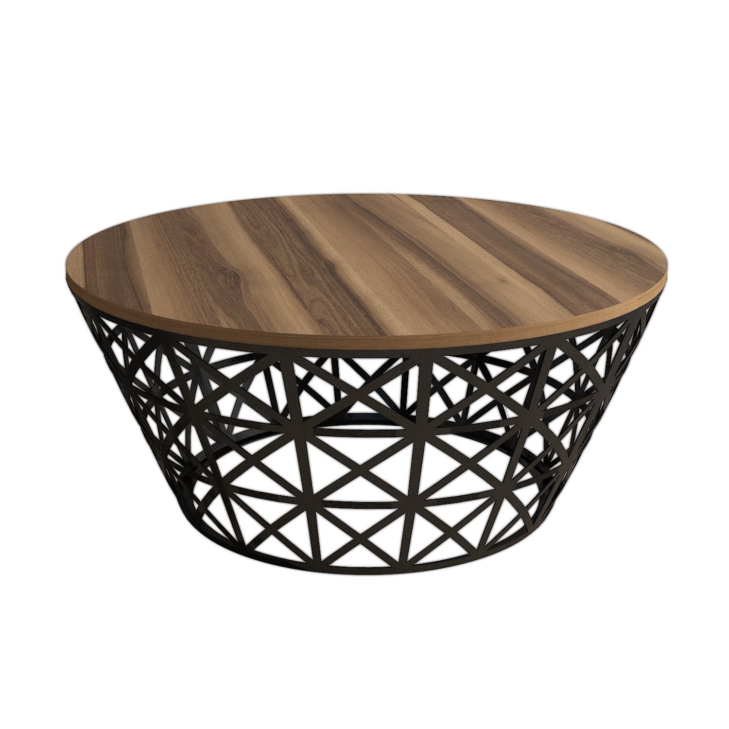 Mesa de Centro Moderna – 90 x 38 cm – Nogueira e Preto – Painéis de Partículas com Melamina