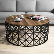 Mesa de Centro – 90 x 38 cm – Nogueira e Preto – Painel de Partículas Revestido em Melamina
