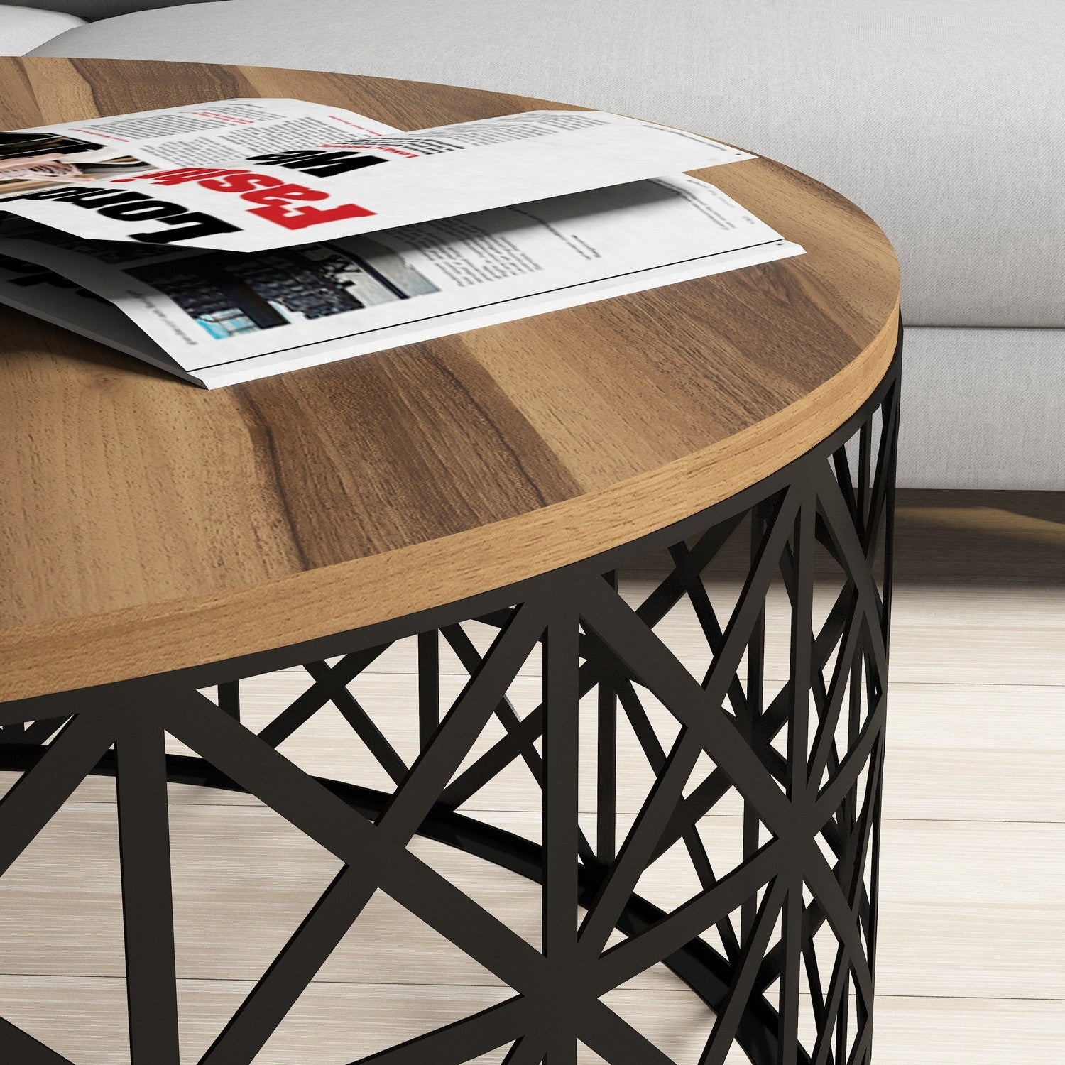 Mesa de Centro – 90 x 38 cm – Nogueira e Preto – Painel de Partículas Revestido em Melamina