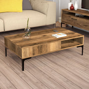 Mesa de Centro Moderna – 105 x 60 x 32,6 cm – Nogueira – Painel de Partículas revestido em Melamina