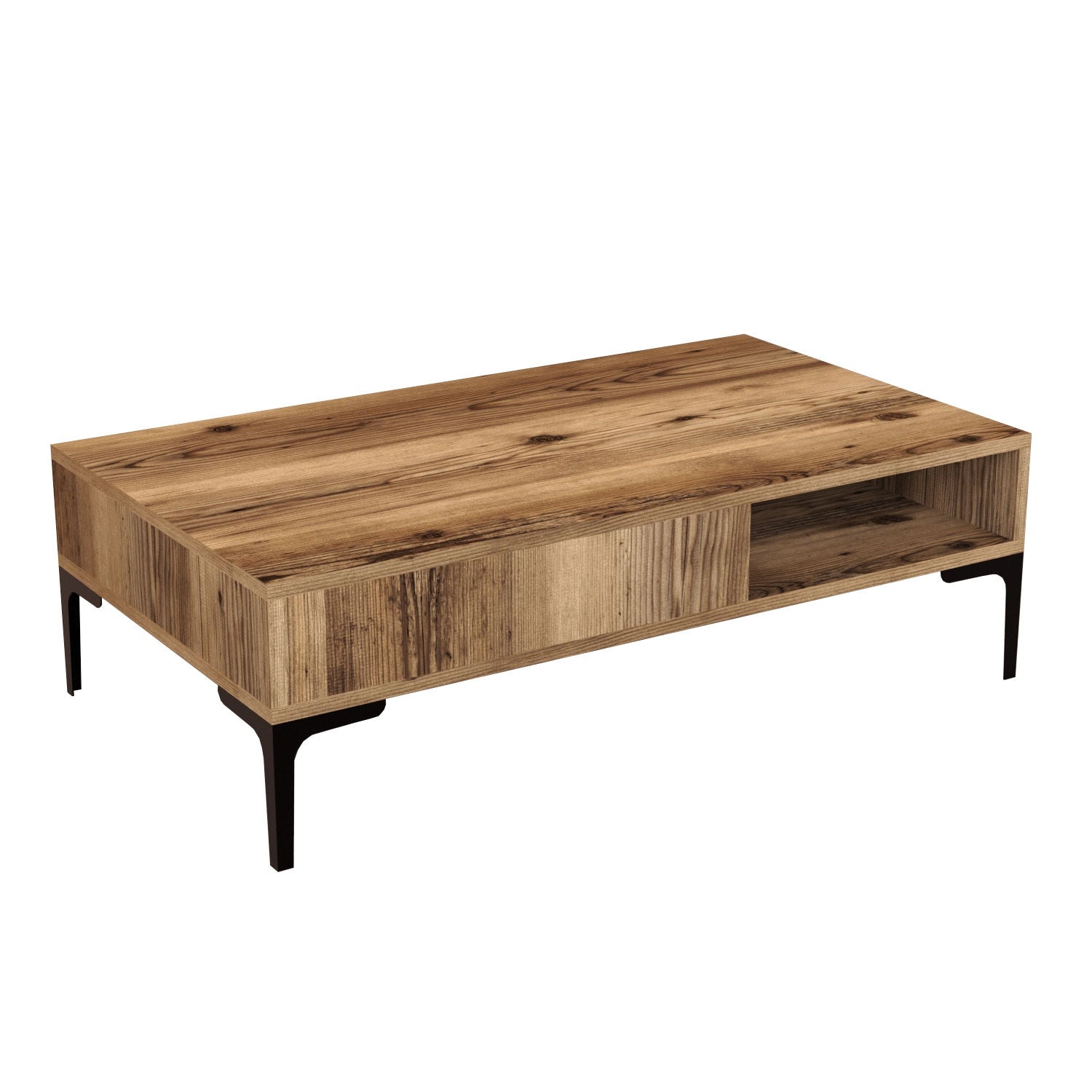 Mesa de Centro Moderna – 105 x 60 x 32,6 cm – Nogueira – Painel de Partículas revestido em Melamina