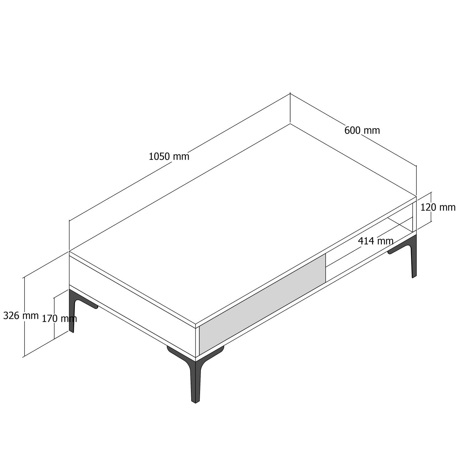 Mesa de Centro Moderna – 105 x 60 x 32,6 cm – Nogueira – Painel de Partículas revestido em Melamina