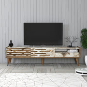Móvel de TV elegante – 180 x 35 x 45 cm – Nogueira e Branco – Melamina