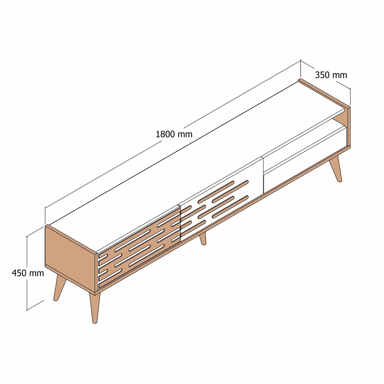 Suporte de TV elegante, nogueira e creme, 180 x 35 x 45 cm | Painel de partículas 100% revestido de melamina, 18 mm de espessura | Várias prateleiras e armazenamento, design moderno