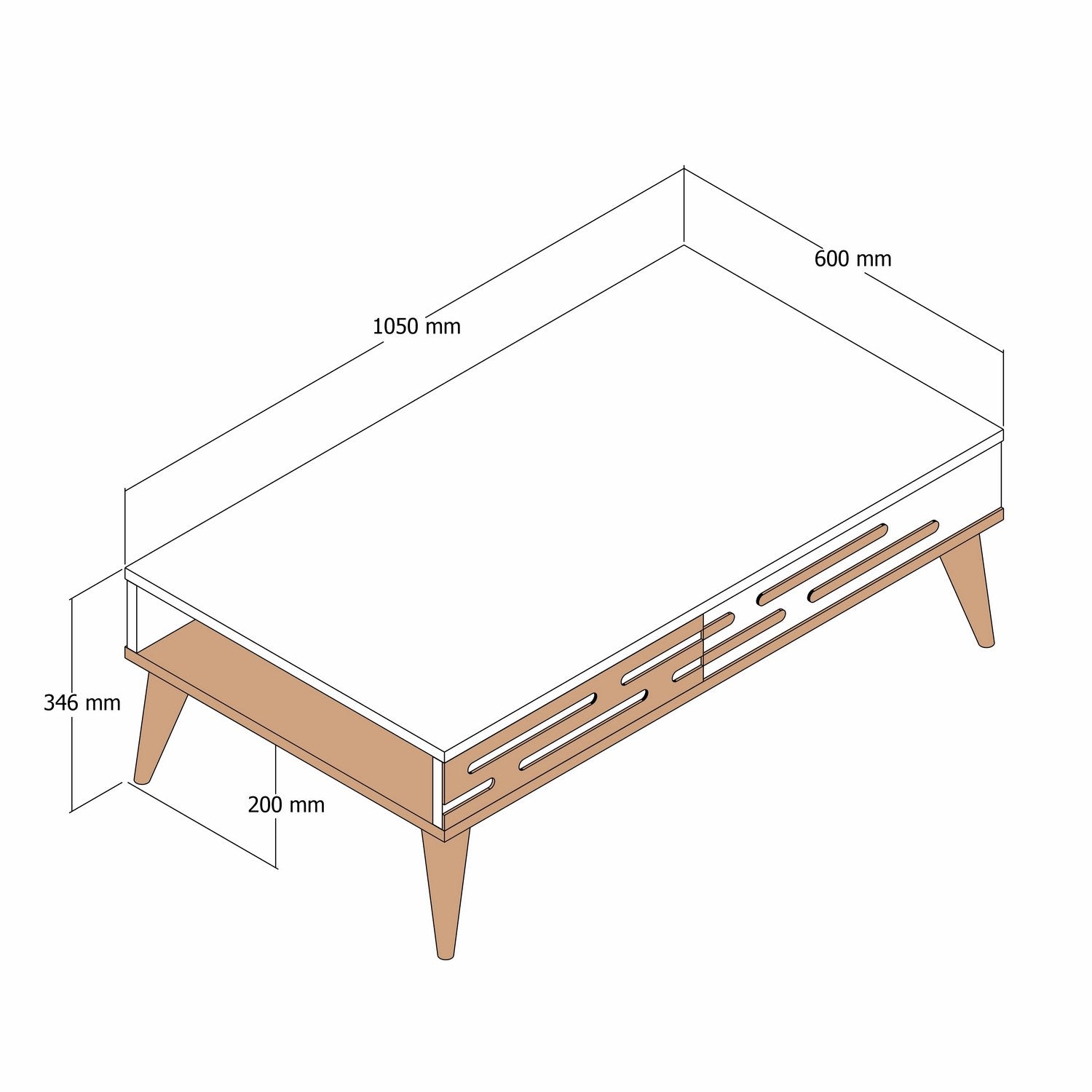 Mesa de Centro Elegante, Nogueira e Branco, 105 x 60 x 34,6 cm | Painel de Partículas 100% Revestido com Melamina, 18 mm de Espessura | Design Moderno para Sala de Estar e Escritório