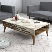 Mesa de Centro – 105 x 60 x 34,6 cm – Nogueira e Branco – Melamina