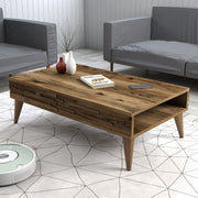 Mesa de Centro – 105 cm x 60 cm x 34,6 cm – Nogueira – Painel de Partículas revestido em Melamina