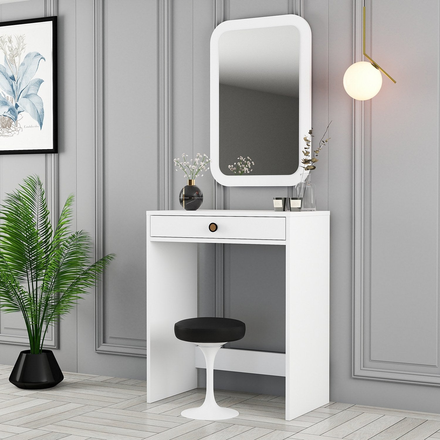 Toucador – 70 x 40 x 84,7 cm – Branca – Painéis de Partículas com Revestimento em Melamina