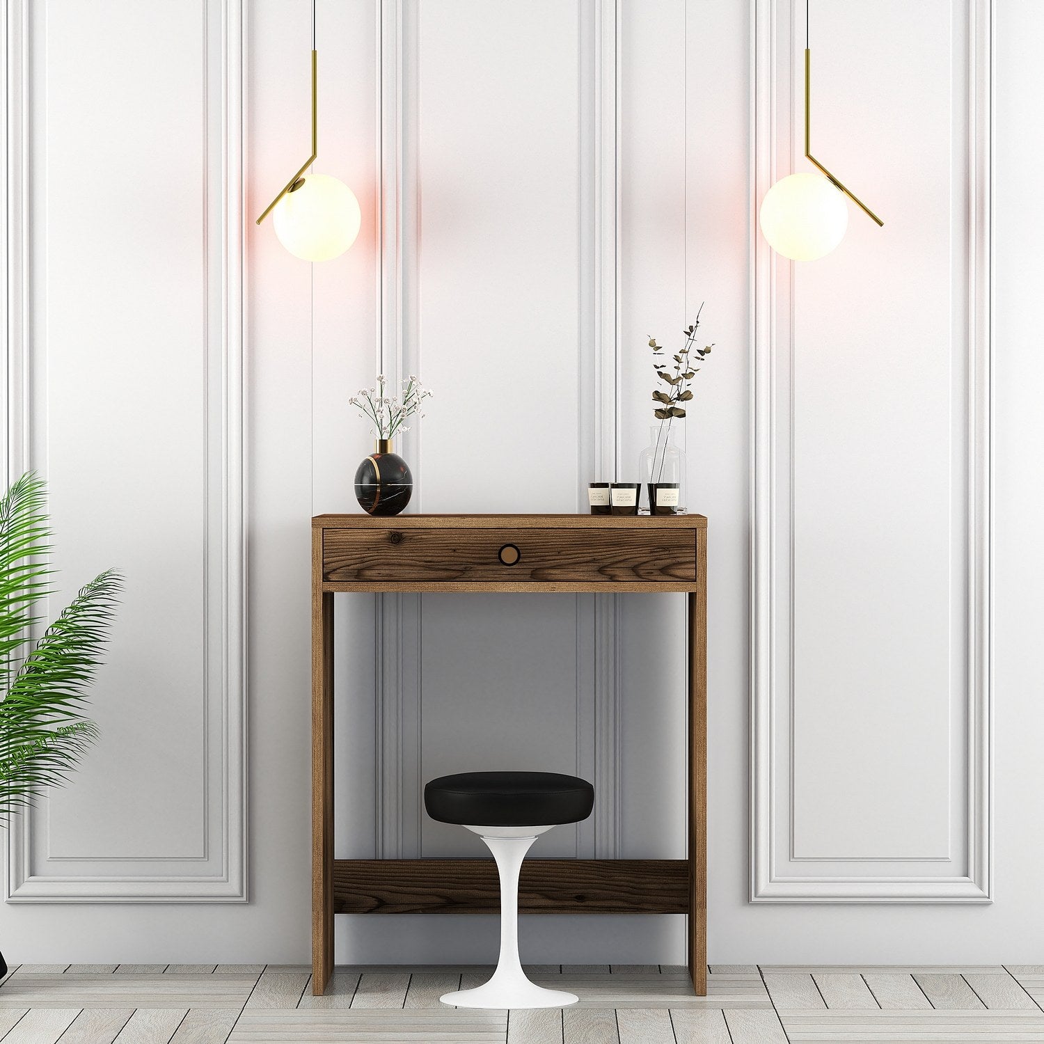 Toucador – 70 cm x 40 cm x 84,7 cm – Nogueira – Painel de partículas revestido a melamina