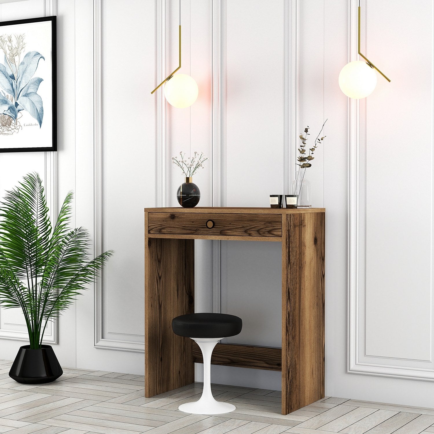 Toucador – 70 cm x 40 cm x 84,7 cm – Nogueira – Painel de partículas revestido a melamina