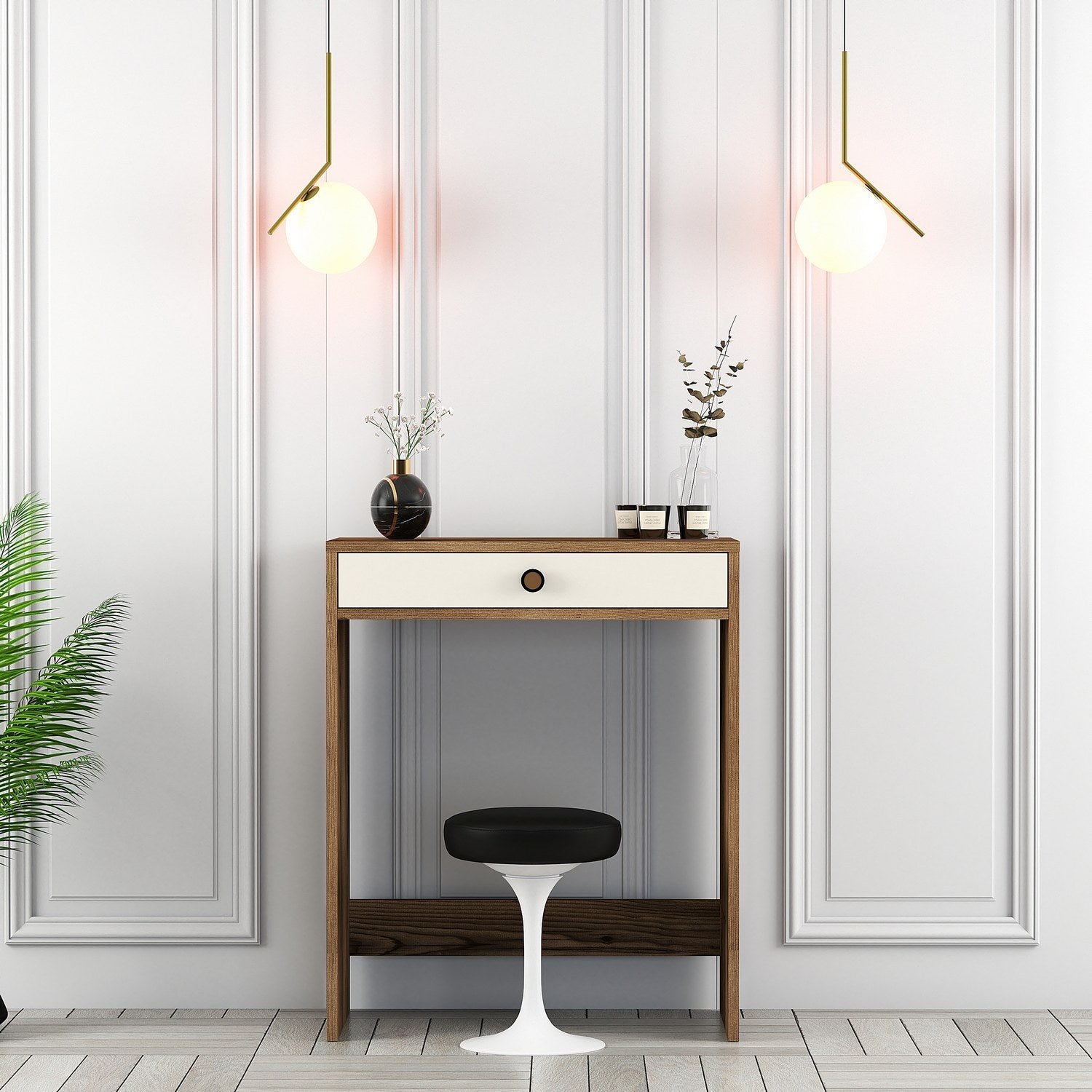 Toucador – 70 cm x 40 cm x 84,7 cm – Nogueira e Creme – Painel de partículas