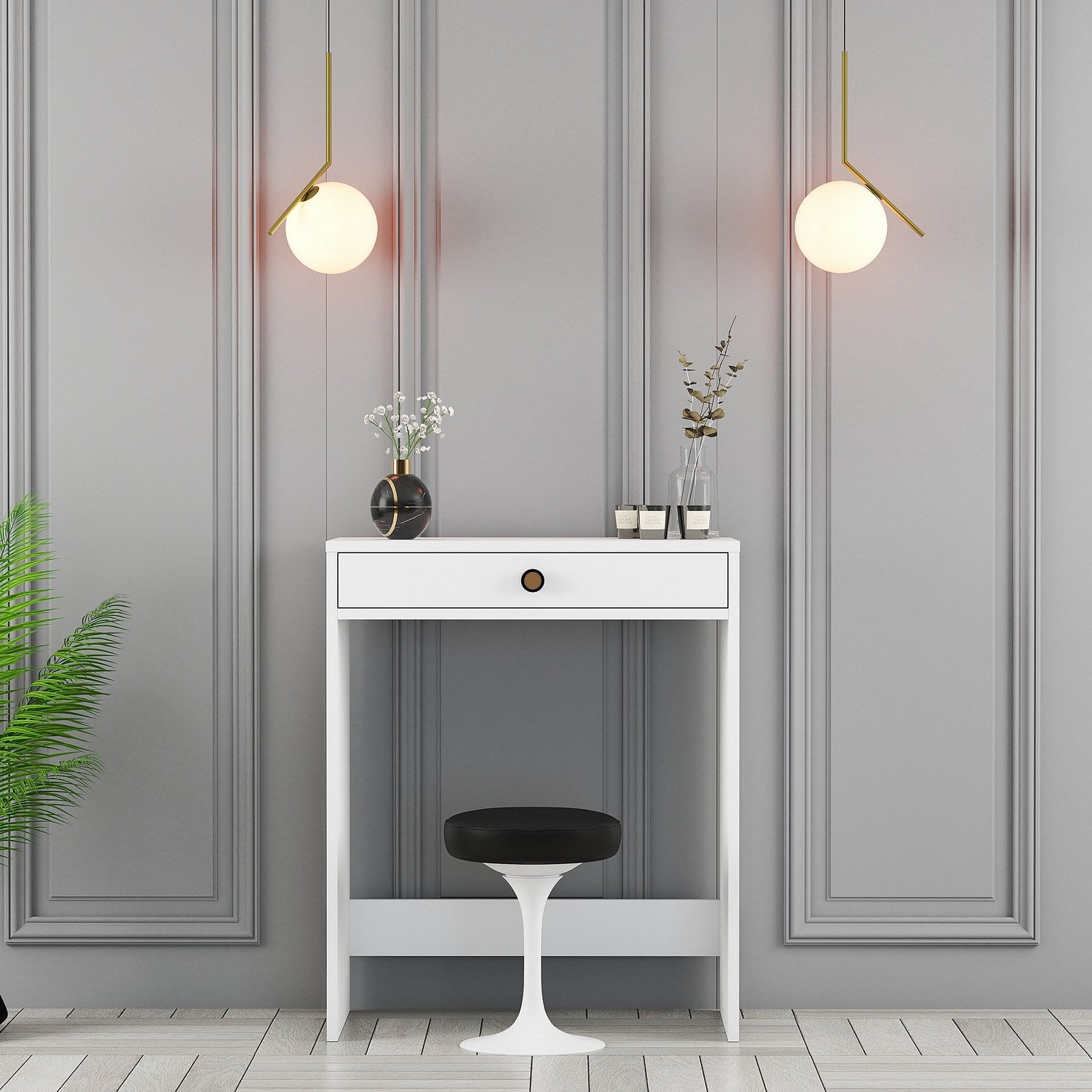 Toucador – 70 cm x 40 cm x 84,7 cm – Branca – Painel de partículas revestido a melamina