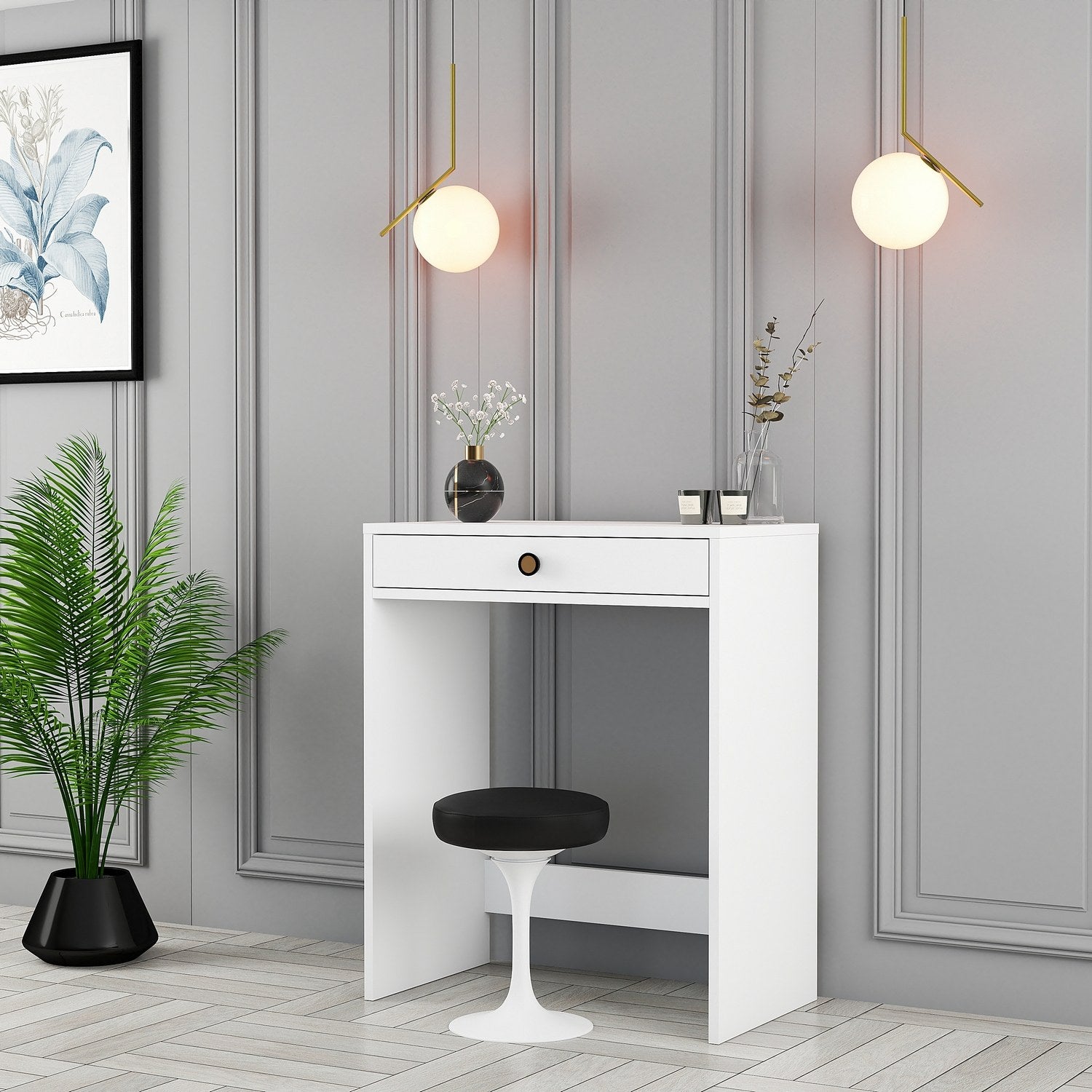 Toucador – 70 cm x 40 cm x 84,7 cm – Branca – Painel de partículas revestido a melamina