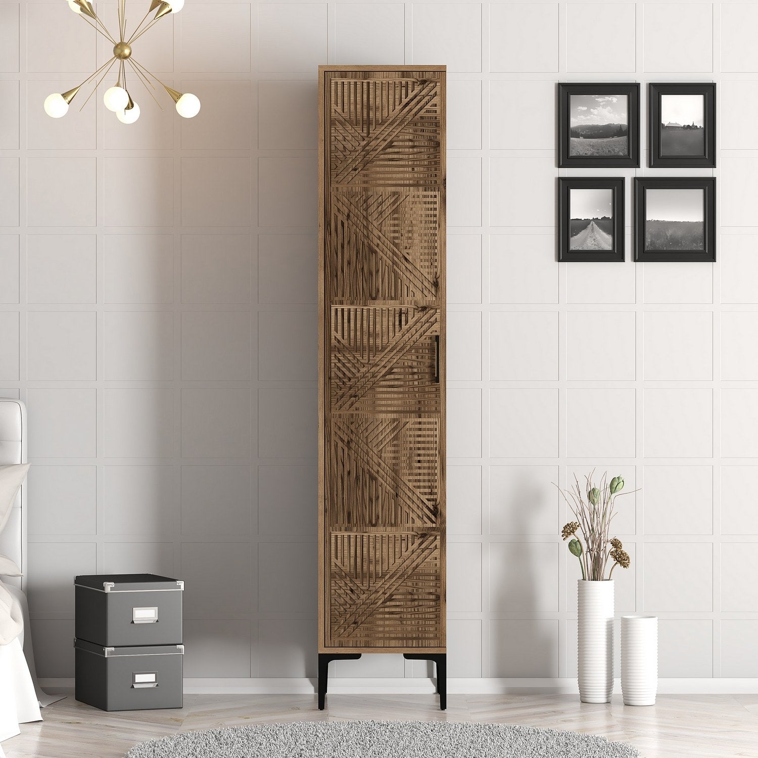Guarda-roupa em nogueira – 40 cm x 201,4 cm x 47,5 cm – nogueira – painel de partículas revestido em melamina
