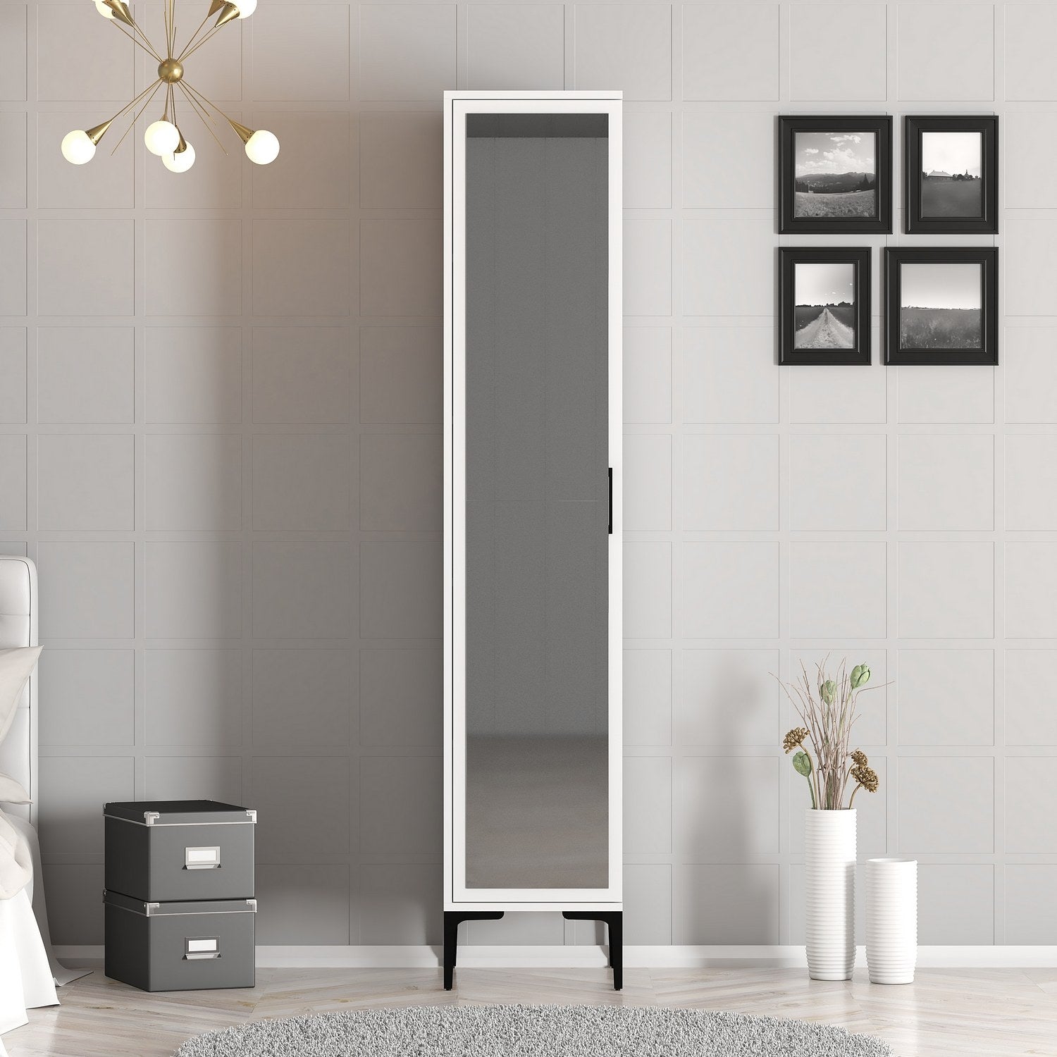 Guarda-roupa – 40 cm x 47,5 cm x 201,4 cm – Branco – Painel de partículas revestido de melamina