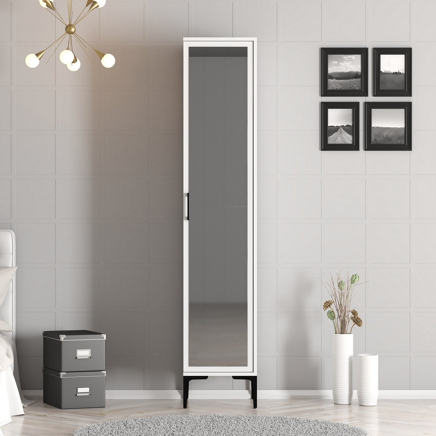 Guarda-roupa – 40 cm x 47,5 cm x 201,4 cm – Branco – Painel de partículas revestido de melamina
