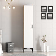 Guarda-roupa elegante – 40 cm de largura x 201,4 cm de profundidade x 47,5 cm de altura – nogueira e branco – painel de partículas revestido em melamina